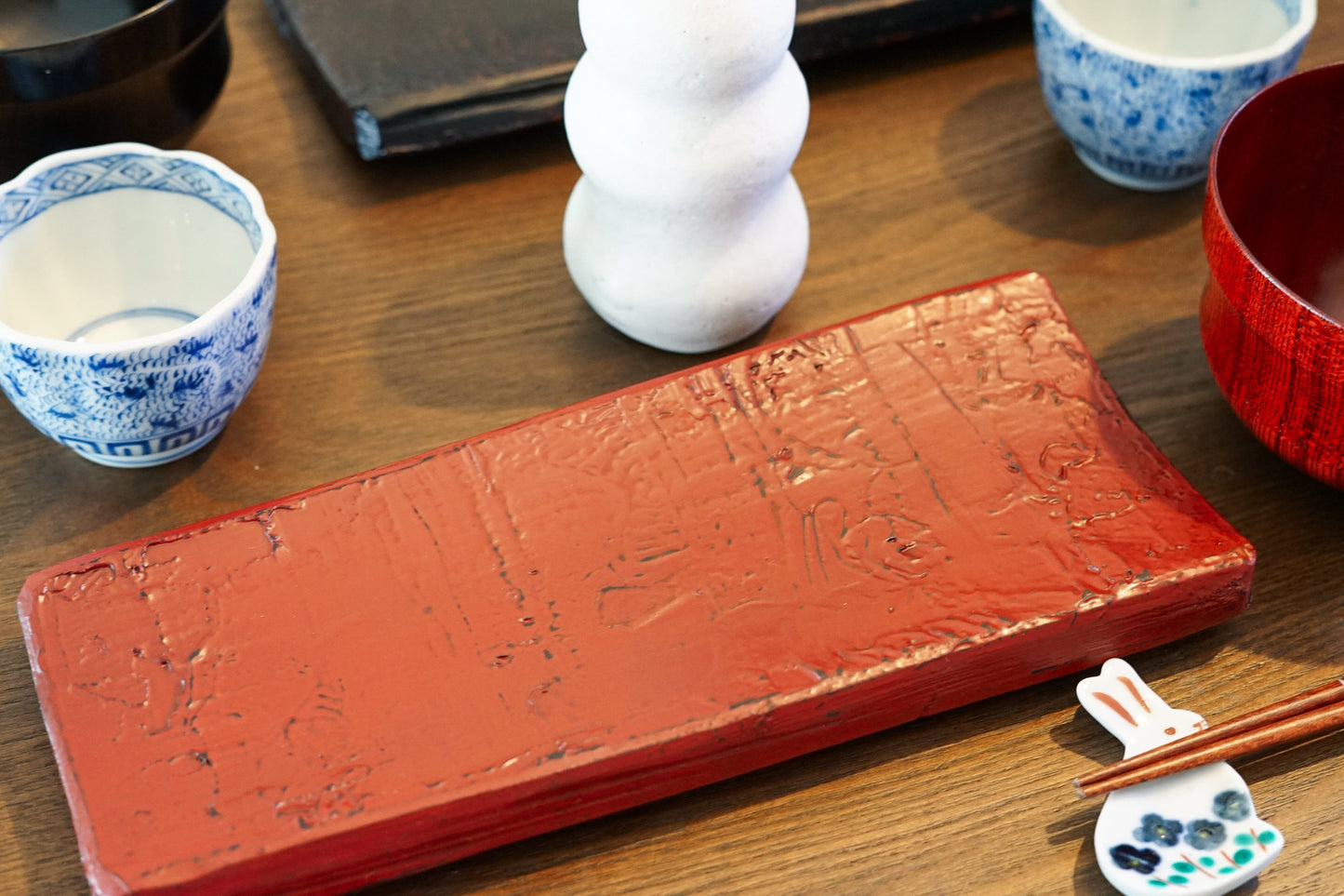 山中漆器　漆桶の盛皿　根来（赤）｜Yamanaka Lacquerware Plate made from upcycled Urushi Barrel